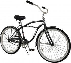 hosote Beach Cruiser Bike for Men and Women, Featuring Retro-Styled 18-Inch Steel Step-Over Frame, 26-Inch Wheels Comfort Cruiser Bicycle with Front and Rear Fenders, Black