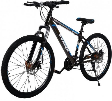 hosote 26 Inch Mountain Bike for Men and Women, Suspension Fork Mountain Bicycle, 21 Speed High-Tensile Carbon Steel Frame MTB with Dual Disc Brake for Adult Youth, Blue