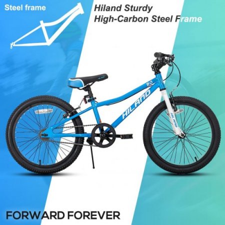 Hiland 20 inch Kids Mountain Bike for Boys, Girls with V-Brake, Blue