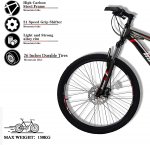 hosote 26 Inch Mountain Bike for Men and Women, Suspension Fork Mountain Bicycle, 21 Speed High-Tensile Carbon Steel Frame MTB with Dual Disc Brake for Adult Youth, Red