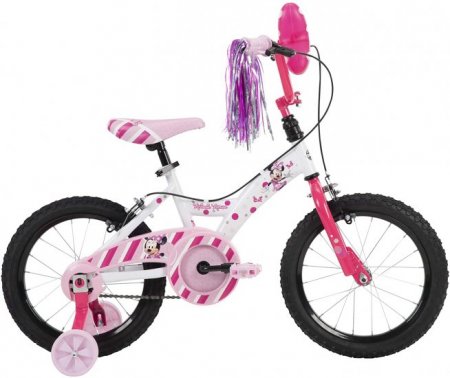 Huffy Disney Minnie Girl's Bike for Kids, Training Wheels, 16 Inch,Gloss White