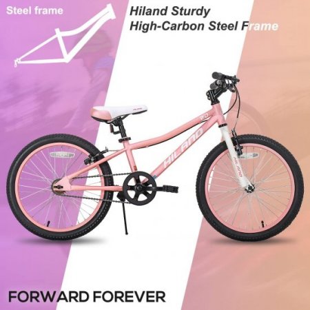 Hiland 20 inch Kids Mountain Bike for Boys, Girls with V-Brake, Pink