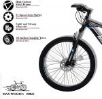 hosote 26 Inch Mountain Bike for Men and Women, Suspension Fork Mountain Bicycle, 21 Speed High-Tensile Carbon Steel Frame MTB with Dual Disc Brake for Adult Youth, Blue