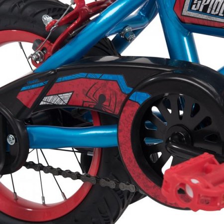 Huffy Marvel Spider-Man Kid Bike Quick Connect Assembly, Web Plaque & Training Wheels, 12" Blue