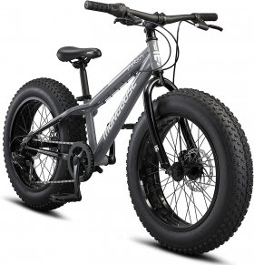 Mongoose Argus ST Kids Fat Tire Mounatin Bike, 20-Inch Wheels, Mechanical Disc Brakes, 7-Speed, Grey