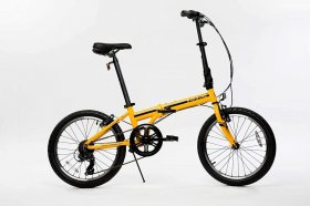 ZiZZO Campo 20 inch Folding Bike with Shimano 7-Speed, Adjustable Stem, Light Weight Aluminum Frame,Yellow