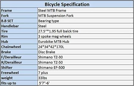 Front or Full Suspension Mountain Bike 21 Speed Bicycle 27.5 inches Mens MTB Disc Brakes Orange