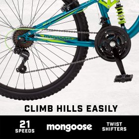 Mongoose Status Mountain Bike, Mens and Womens, Aluminum Frame, Teal