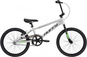 Huffy Axilus 20" BMX Bike for Kids, Steel Frame, Racing BMX Style,Matte Silver