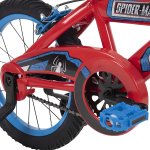 Huffy Marvel Spider-Man Kid Bike Quick Connect Assembly, Handlebar Plaque & Training Wheels, 16" Wheel, Red