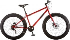 Mongoose Hitch Mens All-Terrain Fat Tire Mountain Bike, 7 Speed Drivetrain, 26-inch Wheels, 4-Inch Wide Tires, Front and Rear Disc Brakes, Red