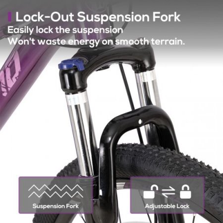 Hiland Aluminum Mountain Bike,Lock-Out Suspension Fork, 21 Speeds 26 Inch, Purple