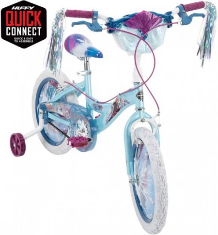 Huffy Frozen 2 Kid Bike, Training Wheels, Streamers & Basket Included, 16 inch, Blue