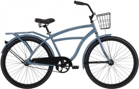 Huffy Woodhaven Cruiser Bike, Men's or Women's, 26 Inch,With Basket & Rear Rack,Stone Blue Gloss