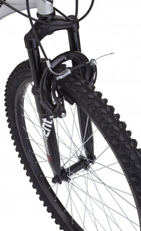 Mongoose Ledge 2.1 Mountain Bike, 24-inch wheels, 21 speeds, boys frame, Silver/Red