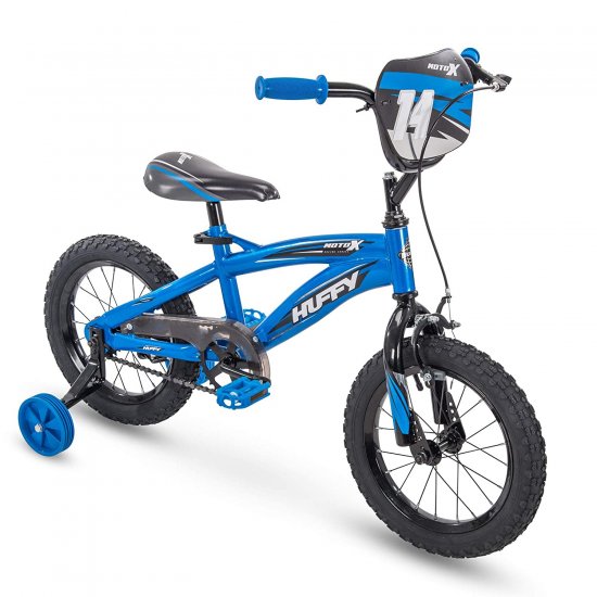 Huffy Bicycle Company Kids Bike, MotoX, 14\" Gloss Blue, 14 inch wheel, Quick Connect Assembly