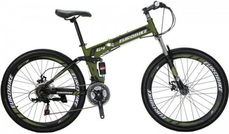 Eurobike 26 Inch Mountain Bike Folding Bicycle 21 Speed,Green