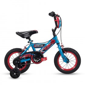 Huffy Marvel Spider-Man Kid Bike Quick Connect Assembly, Web Plaque & Training Wheels, 12" Blue