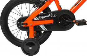 Duzy Customs Skyquest Kids Bike Boys and Girls 18 Inch, Orange, Quick Assemble Training Wheels, and Fold Out Pedals