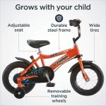 Schwinn Grit and Petunia Steerable Kids Bike, Boys and Girls Beginner Bicycle, 12-Inch Wheels, Training Wheels, Easily Removed Parent Push Handle with Water Bottle Holder, Orange