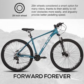 Hiland 29 Inch Aluminum Mountain Bike 17/19 inch Frame Hydraulic Disc-Brake 16 Speed with Lock-Out Suspension Fork, Blue