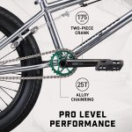 Mongoose Legion L500 Freestyle BMX Bike Line for Beginner-Level to Advanced Riders, Steel Frame, 20-Inch Wheels, Silver