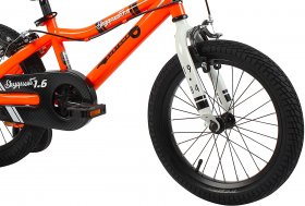Duzy Customs Skyquest Kids Bike Boys and Girls 18 Inch, Orange, Quick Assemble Training Wheels, and Fold Out Pedals