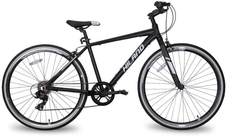 hiland hybrid bike for adult 700c wheels with 7 speeds