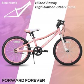 Hiland 20 inch Kids Mountain Bike for Boys, Girls with V-Brake, Pink
