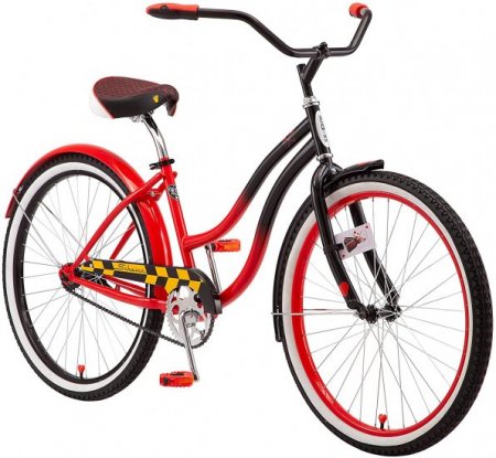 Schwinn Disney Queen Adult Classic Cruiser Bike, 26-Inch Wheels, Low Step Through Steel Frame, Single Speed, Large Saddle, Coaster Brakes, Red