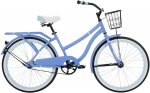 Huffy Woodhaven Cruiser Bike, Men's or Women's, 24 Inch,With Basket & Rear Rack,Matte Periwinkle