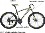 OBK 27.5 Wheels Mountain Bike Daul Disc Brakes 21 Speed Mens Bicycle Front Suspension MTB