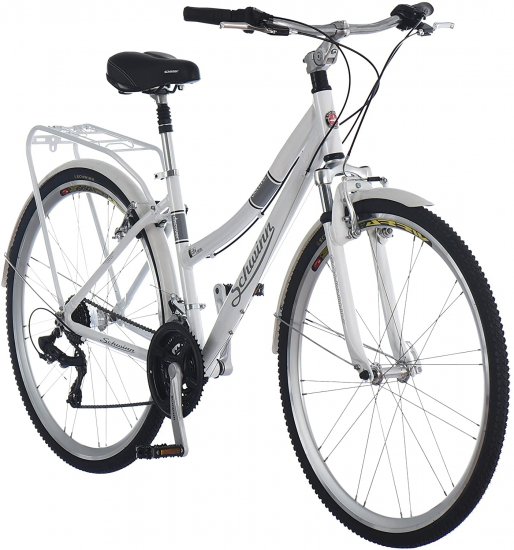 Schwinn Discover Hybrid Bike for Men and Women, 21-Speed, 28-Inch Wheels, White